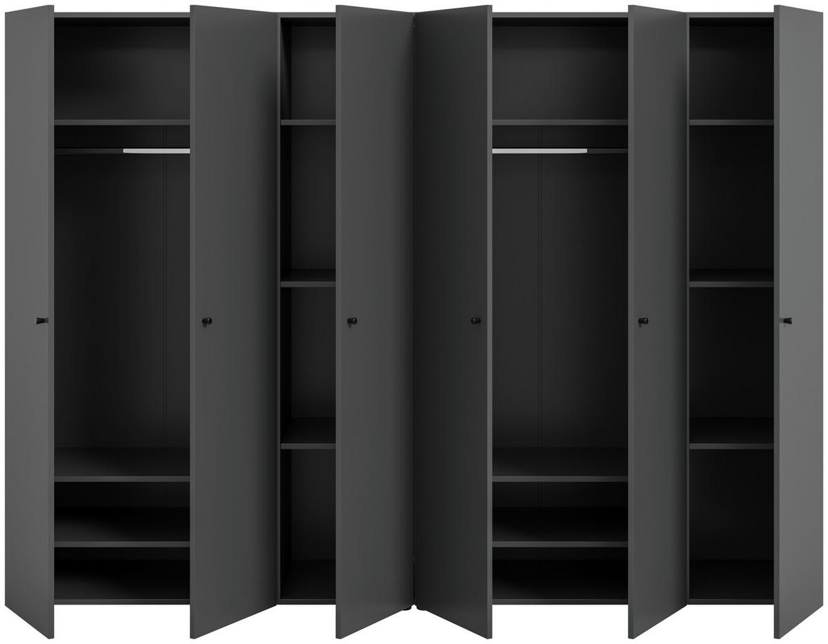 Drehtürenschrank DARWIN ca.240x176x51cm Anthrazit - Anthrazit/Schwarz, MODERN, Holzwerkstoff/Kunststoff (240/176cm) - MID.YOU