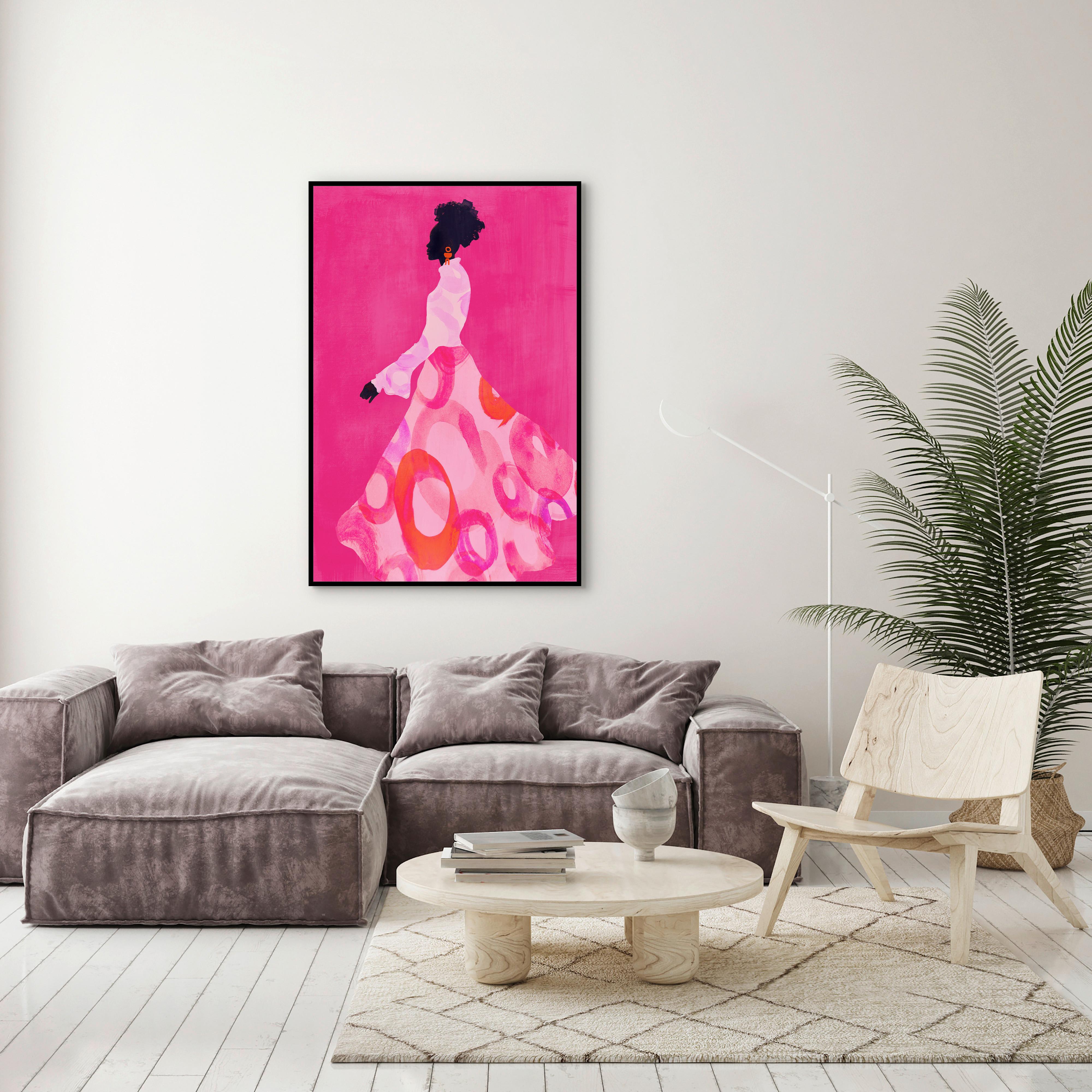 CANVASTAVLA DENISE SMALL - pink/svart, Modern, trämaterial/textil (60/90cm) - Premium Living