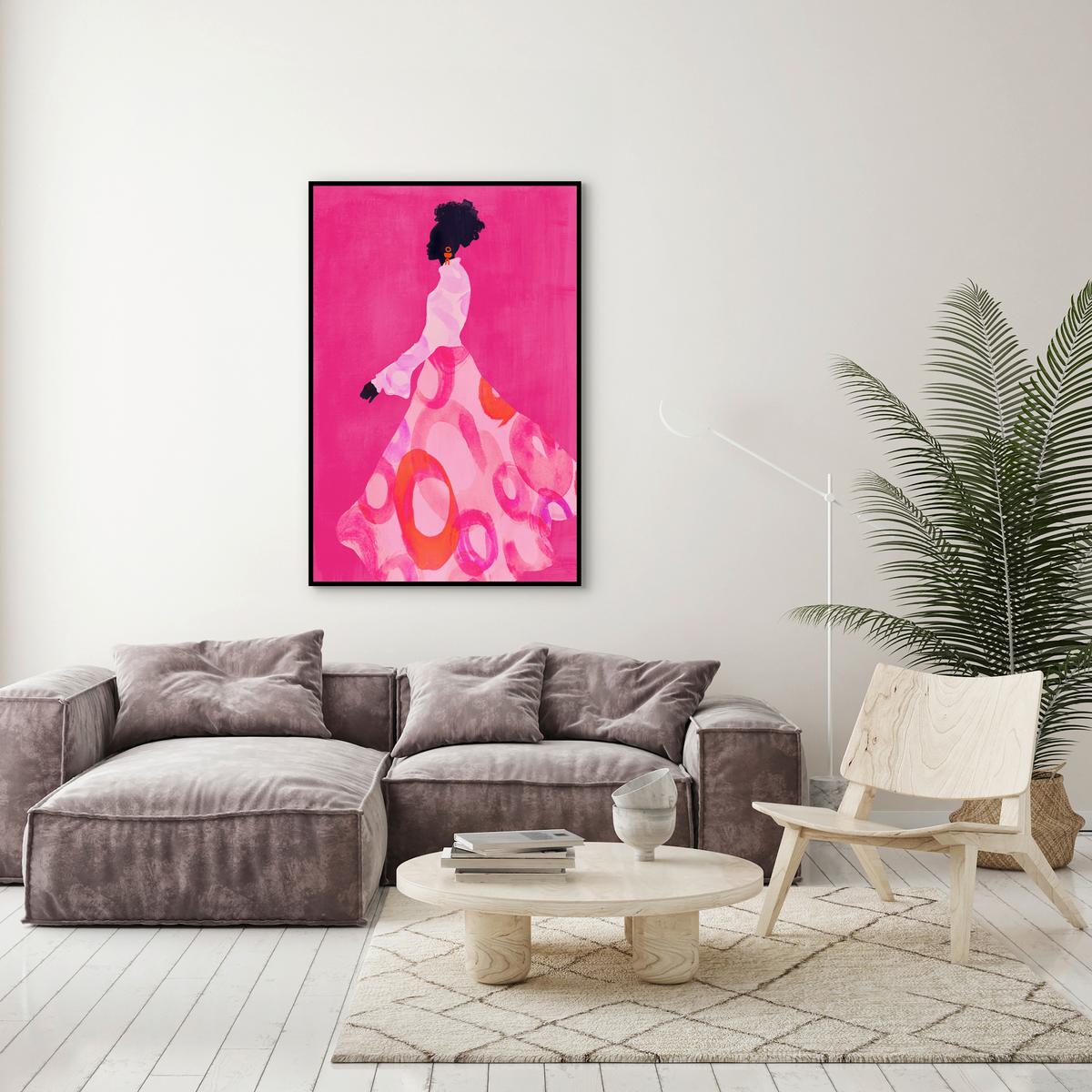 Keilrahmenbild Denise Small Pink/Schwarz - Pink/Schwarz, MODERN, Holzwerkstoff/Kunststoff (60/90cm) - Premium Living
