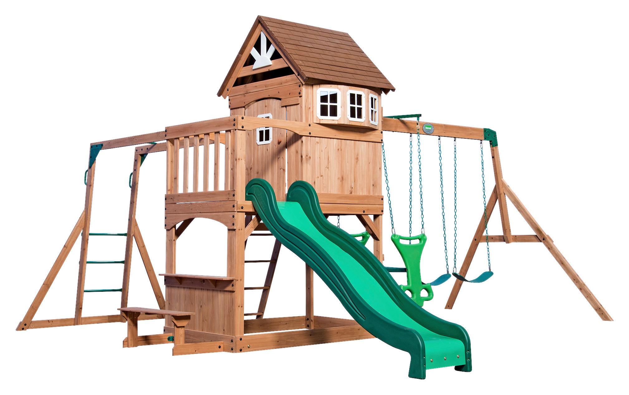 Spielturm Montpelier Braun/Grün - Braun/Grün, KONVENTIONELL, Holz (490/470/290cm) - Ambia Garden