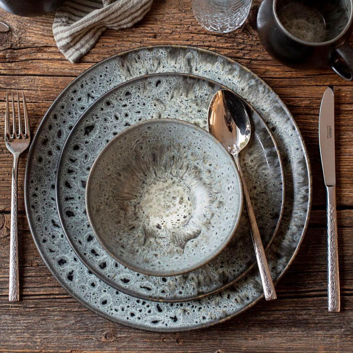 SPEISETELLERSET 935539 CARELLIA TELLERSET - Grau, Basics, Keramik (29/2,5cm) - Mäser