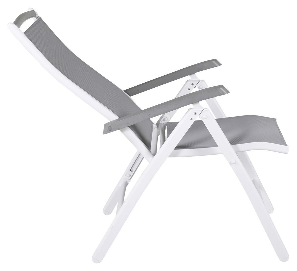 Gartensessel-2er Set Albany ca. 60x110x60 cm Weiß/Grau - Weiß/Grau, KONVENTIONELL, Metall (60/110/60cm) - Gardenson