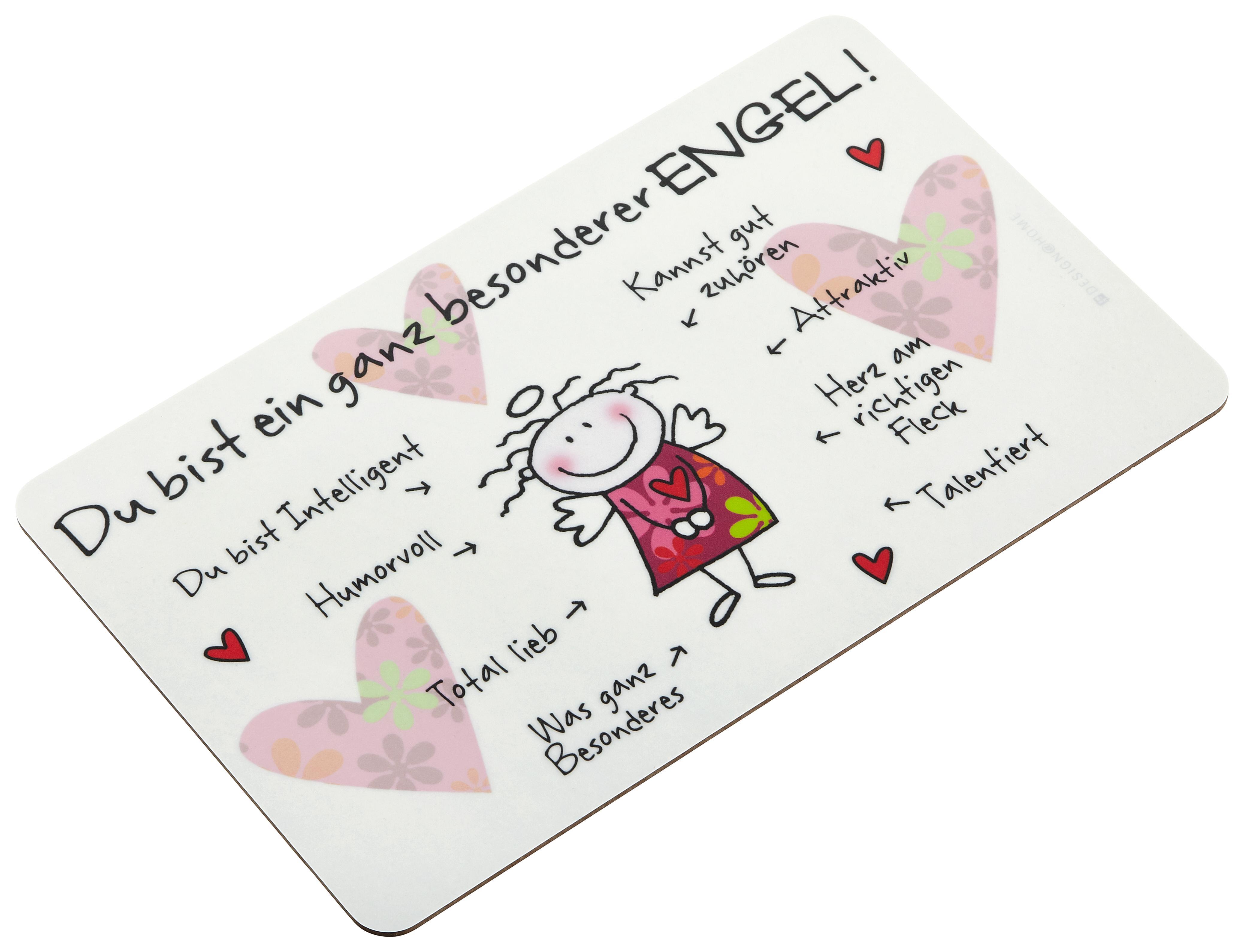 Schneidebrett Besonderer Engel in Weiß - Rot/Rosa, KONVENTIONELL, Kunststoff (23,5/14,3/1,5cm)