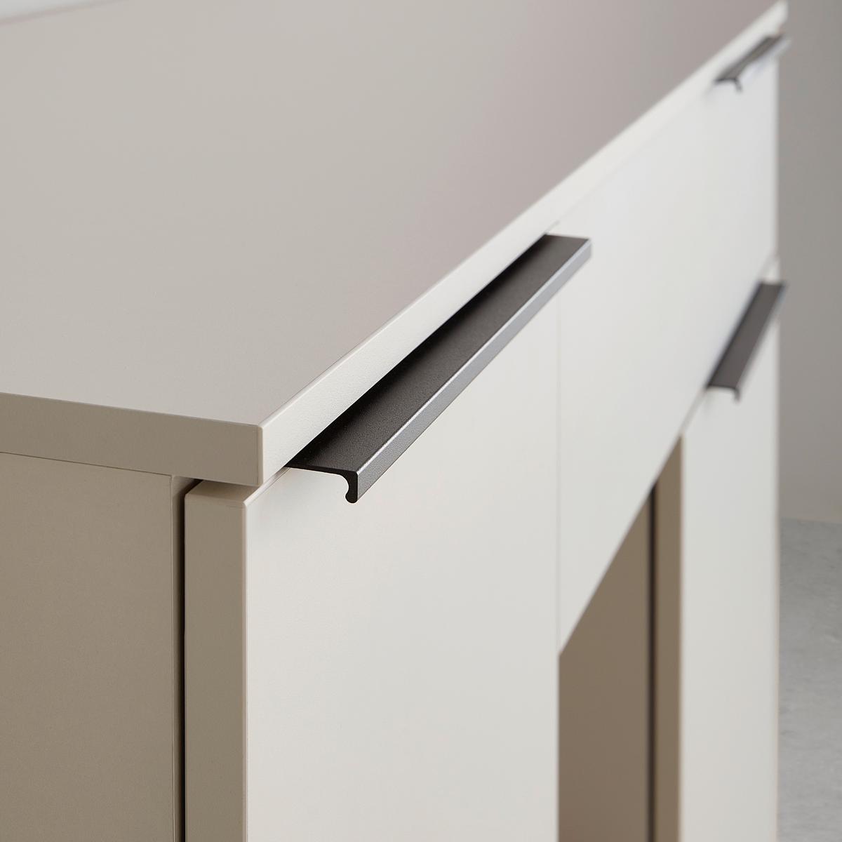 Highboard GW-Fresno in Kaschmir - Kaschmir/Schwarz, Modern, Holzwerkstoff/Metall (130/121/40cm) - Premium Living
