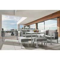 Gartenlounge Levin In Grau/weiss - Weiss/Grau, Modern, Glas/Textil (131/199cm) - Mömax