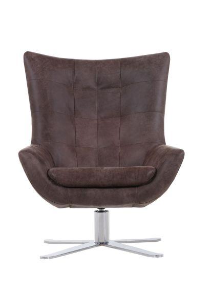 Sessel Venezuela aus Echtleder - Dunkelbraun/Alufarben, Lifestyle, Textil/Metall (81/95/90cm) - Premium Living