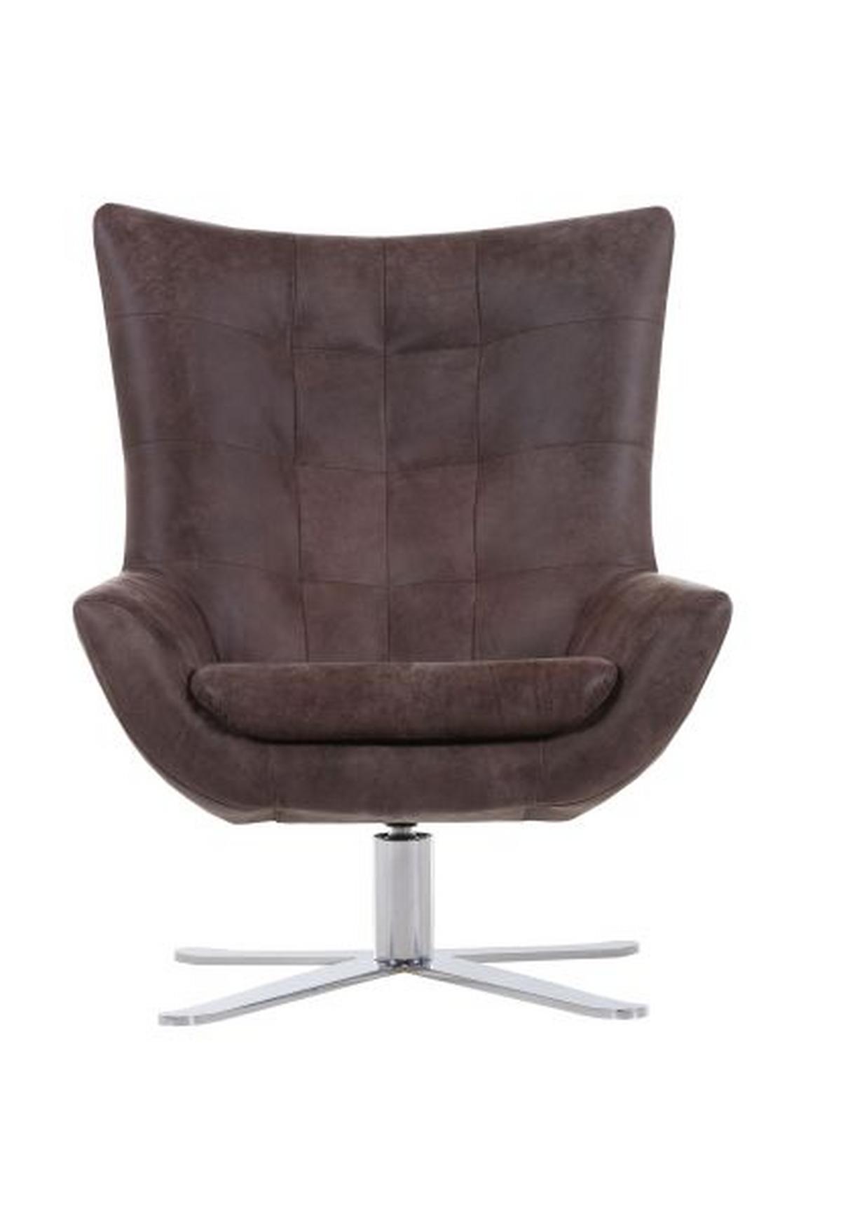 Sessel Venezuela aus Echtleder - Dunkelbraun/Alufarben, LIFESTYLE, Textil/Metall (81/95/90cm) - Premium Living
