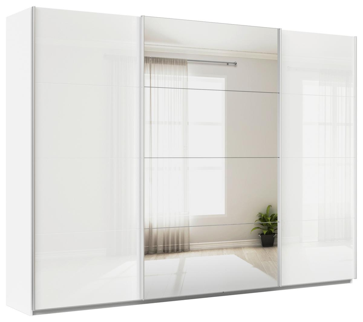 DULAP USI CULISANTE FELDKIRCH - argintiu/alb, Modern, sticlă/material pe bază de lemn (315/229/62cm)