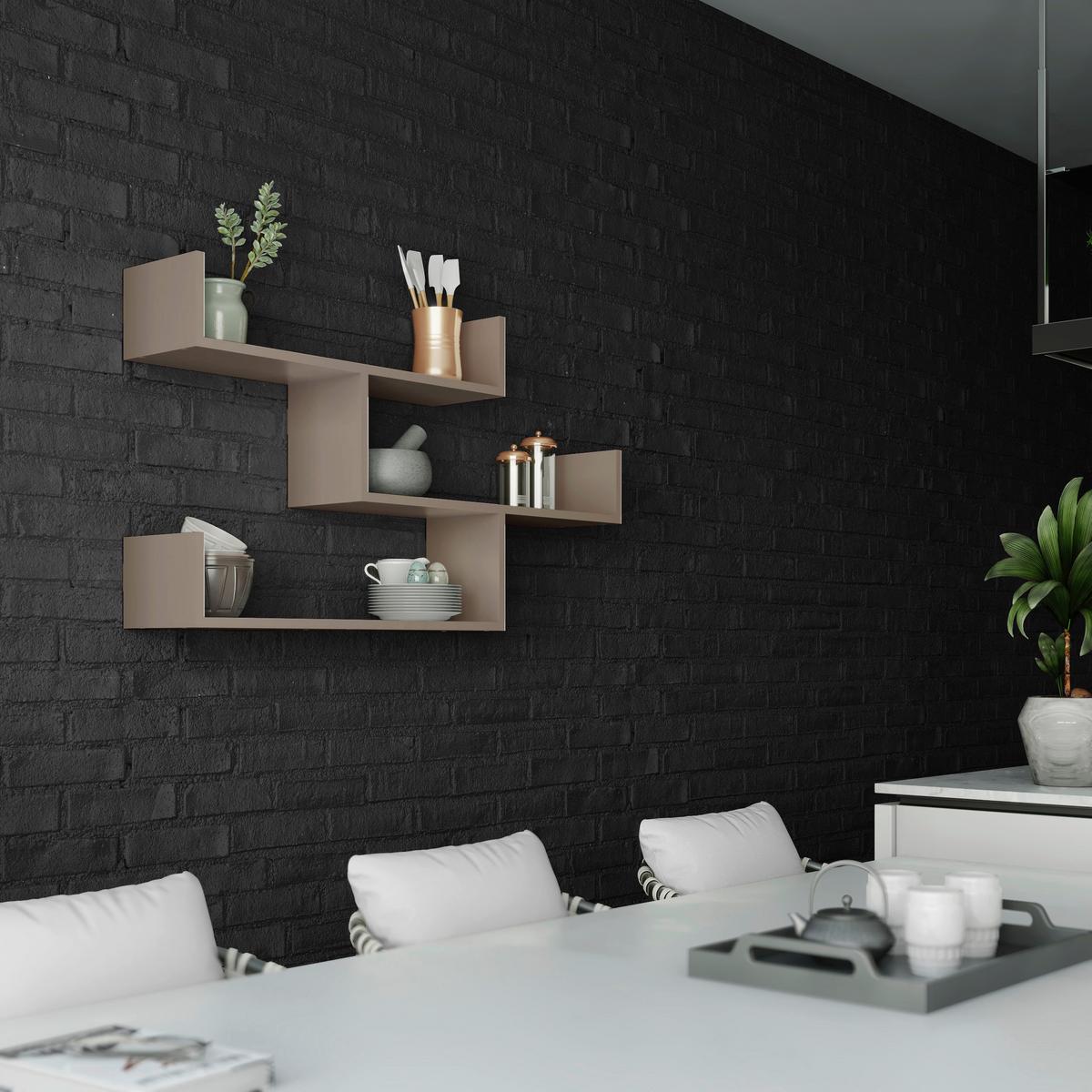 Stenski Regal Tibet - bež, Design, leseni material (120/67/22cm) - Livetastic