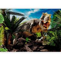 Fototapeta Angry Tyrannosaur, 450x315cm - zelena/rjava, Basics, tekstil (450/315cm) - artgeist