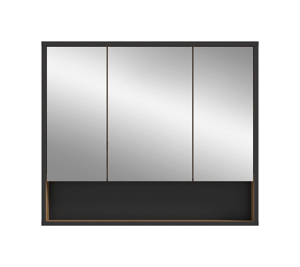 Spiegelschrank Bagno Eiche Artisan/Schwarz - Trend, Glas/Holzwerkstoff (80/68/19cm) - MID.YOU