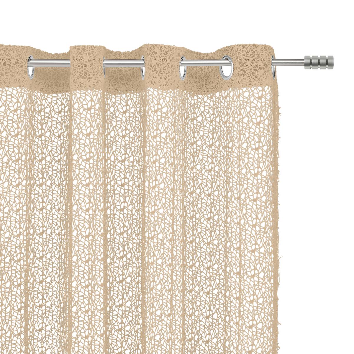 Perdea cu inele tip capsă Astrid - maro deschis, Modern, textil (140/245cm) - Modern Living