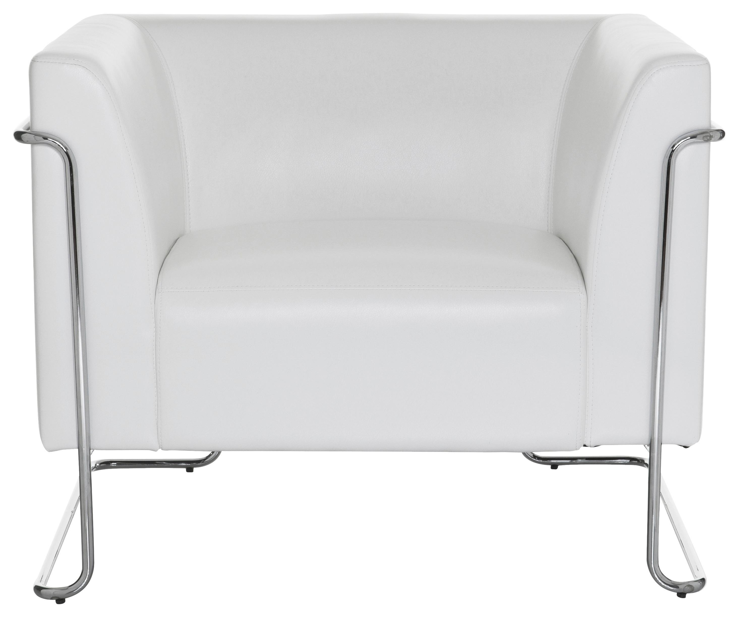 Fotelj Curacao, Bela - barve kroma/bela, Moderno, kovina/tekstil (88/74/74cm) - MID.YOU