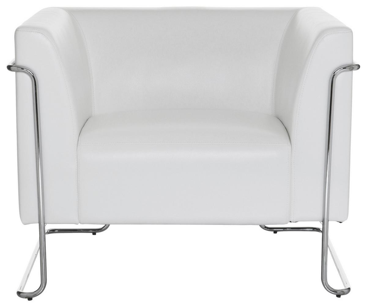 Fotelj Curacao, Bela - barve kroma/bela, Moderno, kovina/tekstil (88/74/74cm) - MID.YOU