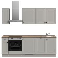 Küchenblock Cascada Low m. Geräten Grau - Eiche dunkel/Schwarz, MODERN, Holzwerkstoff/Metall (240cm) - Nobilia