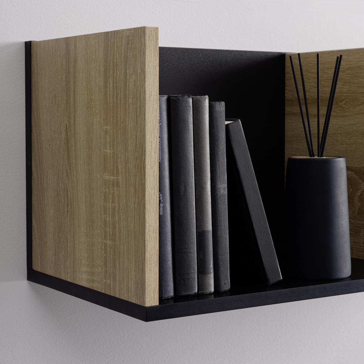Wandregal Lori Natur/Schwarz MDF - Schwarz/Naturfarben, MODERN (80/29,5/29,5cm) - Bessagi Home
