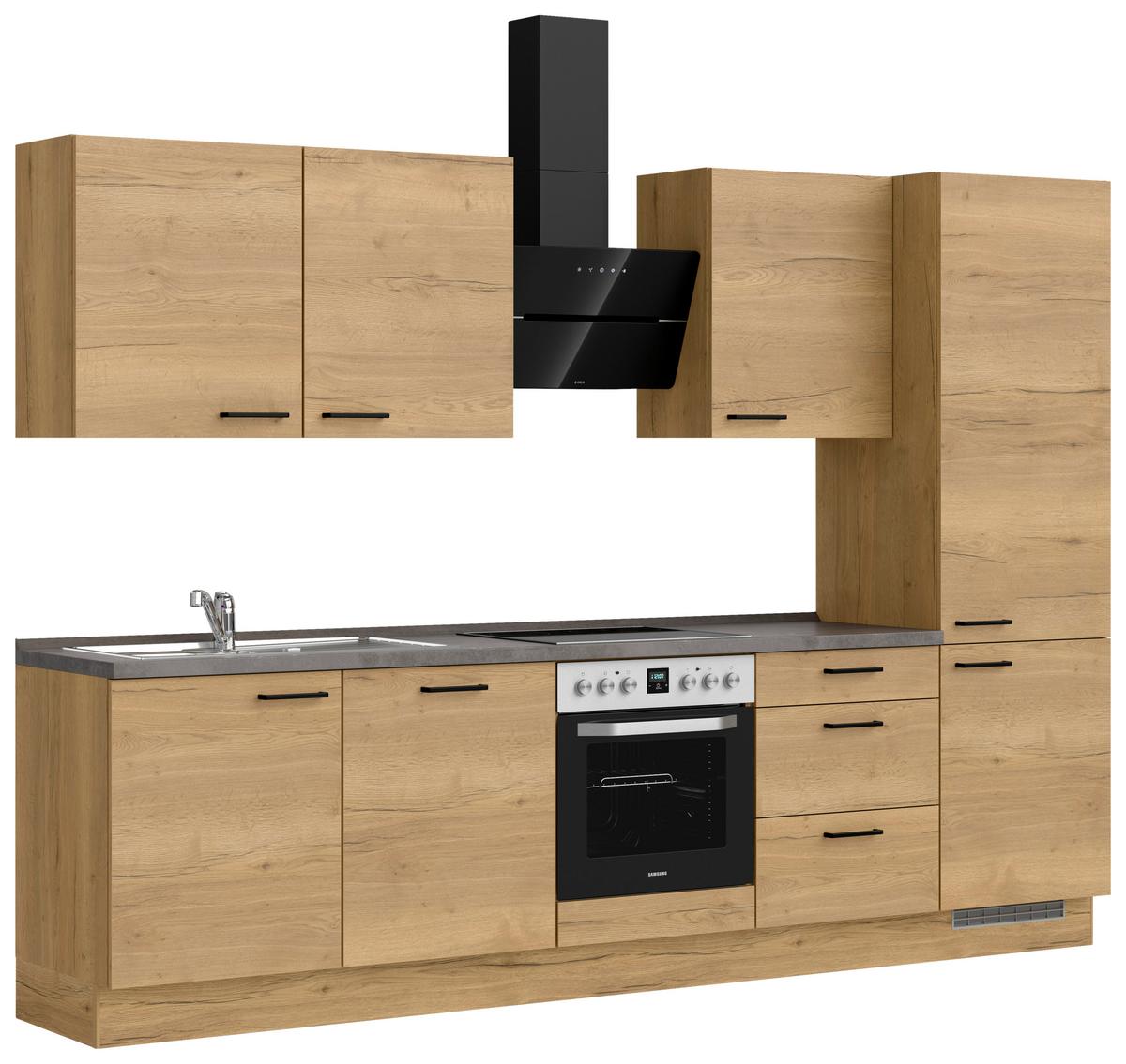 Küchenleerblock Structura High o. Geräte Eiche - Schieferfarben/Eichefarben, MODERN, Holzwerkstoff/Metall (300cm) - Nobilia