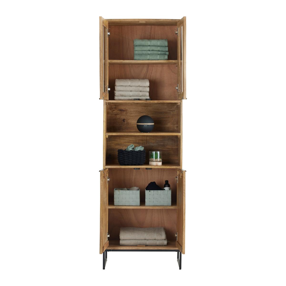 Hochschrank Everest Naturfarben/Schwarz - Schwarz/Naturfarben, Natur, Holz/Metall (60/190/32cm) - Mömax