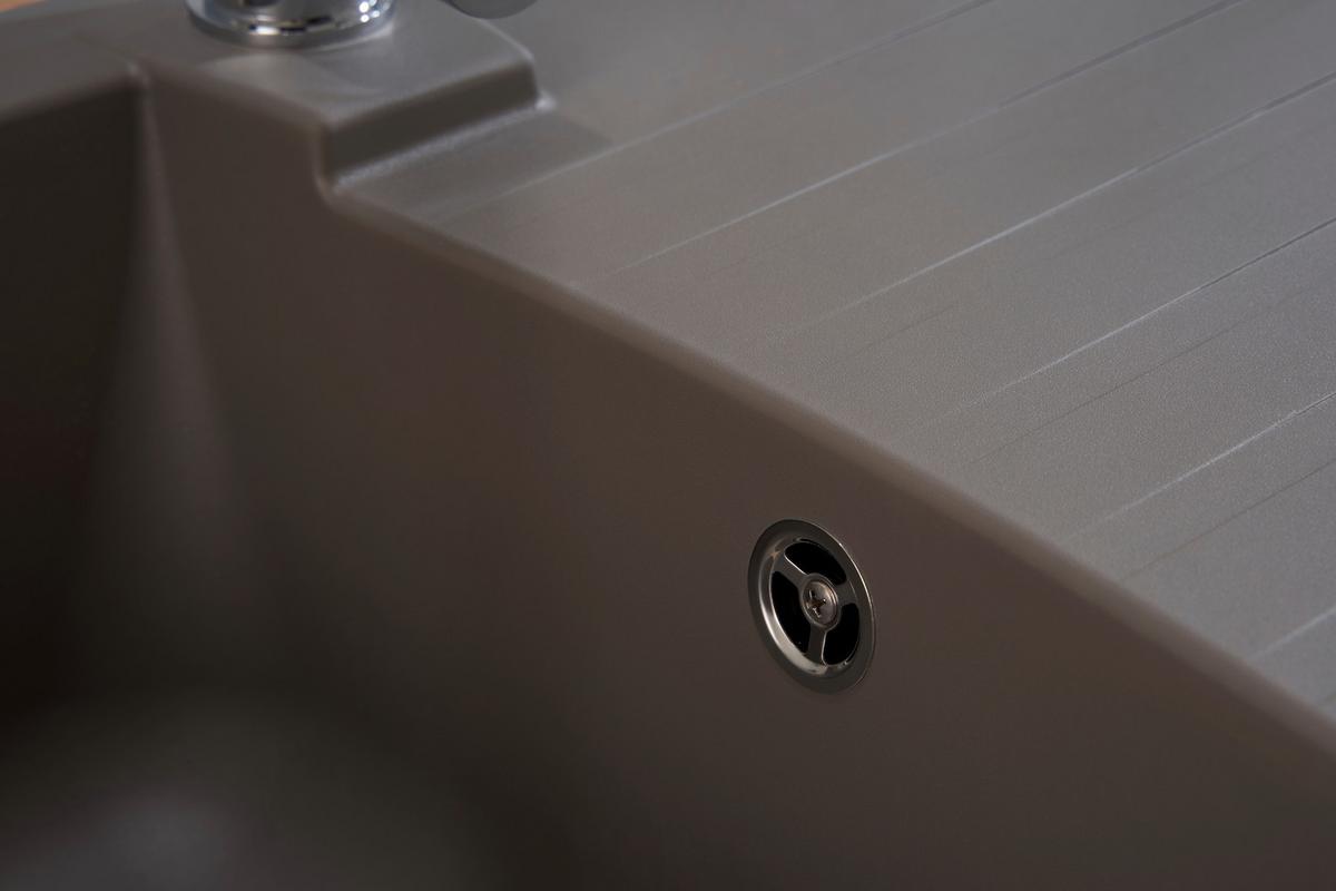 Spüle Boston Grau Kunststein B: ca. 86 cm - Grau, Trend, Glas/Kunststoff (86/20/50cm) - Respekta