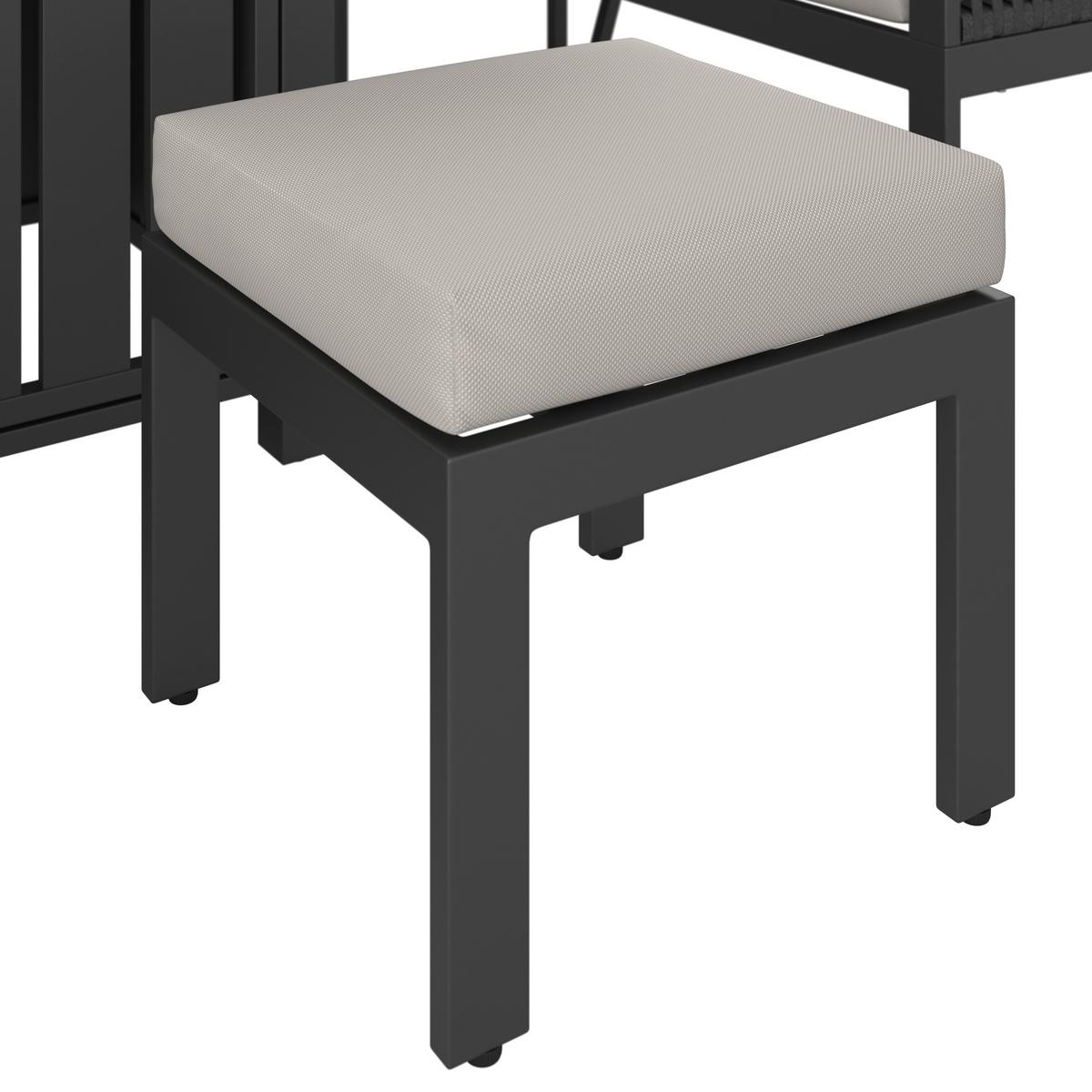 Garnitură grădină Selena - gri deschis/culoare inox, Modern, sticlă/metal (258/66/72cm) - Bessagi Garden