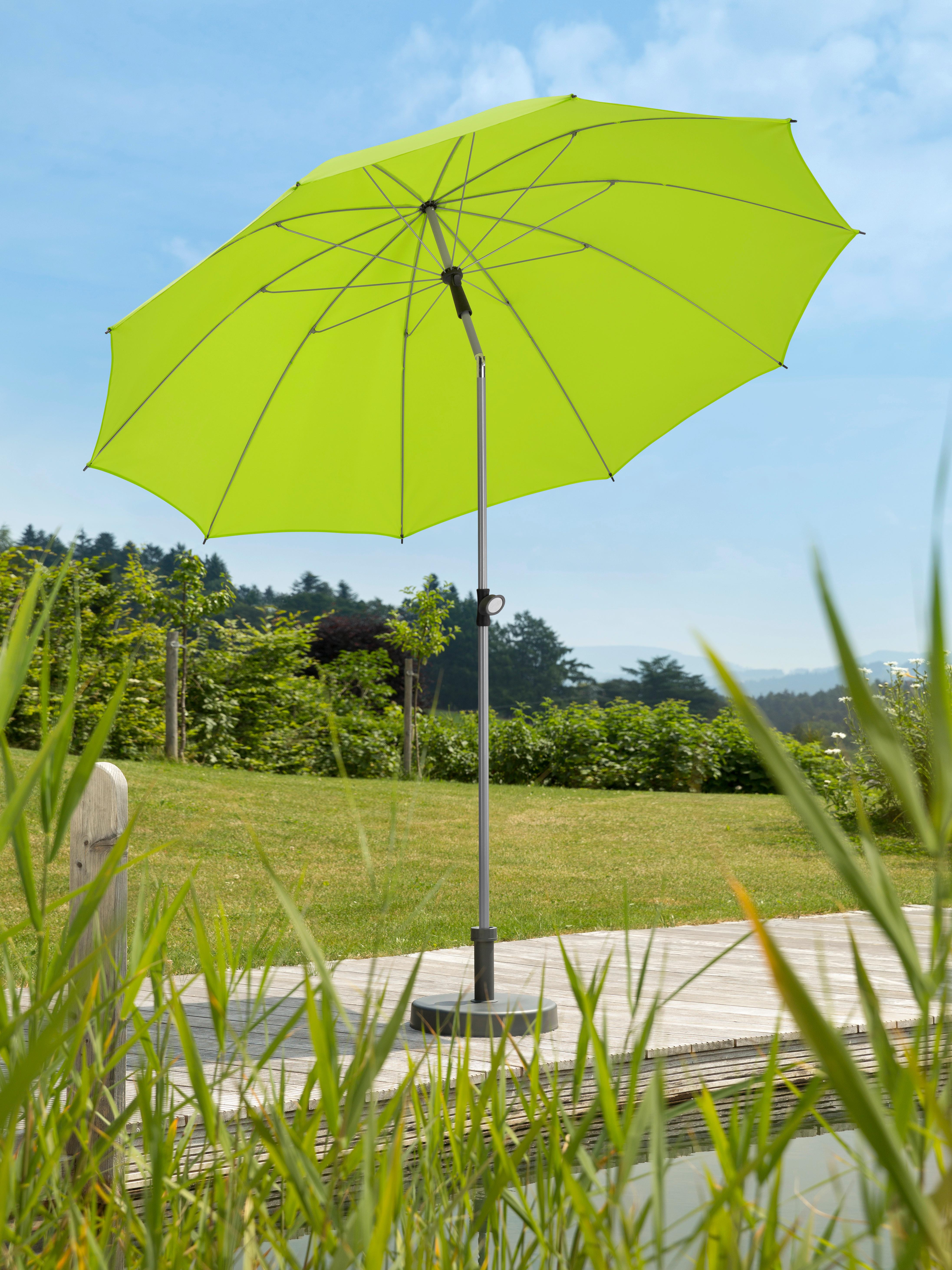 Sonnenschirm Locarno ca. 220x 231x220 cm Apfelgrün - Silberfarben/Hellgrün, Basics, Textil/Metall (220/231/220cm) - Schneider