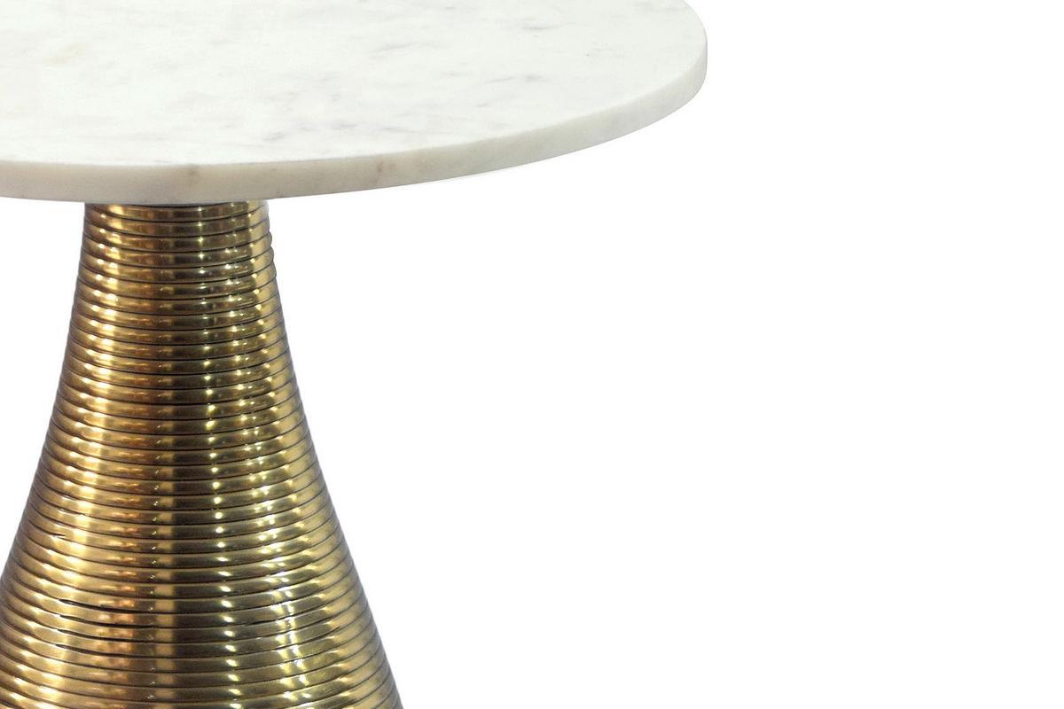 Beistelltisch Wl7.513 - Weiss/Goldfarben, Design, Stein/Metall (40/40/48cm) - Livetastic