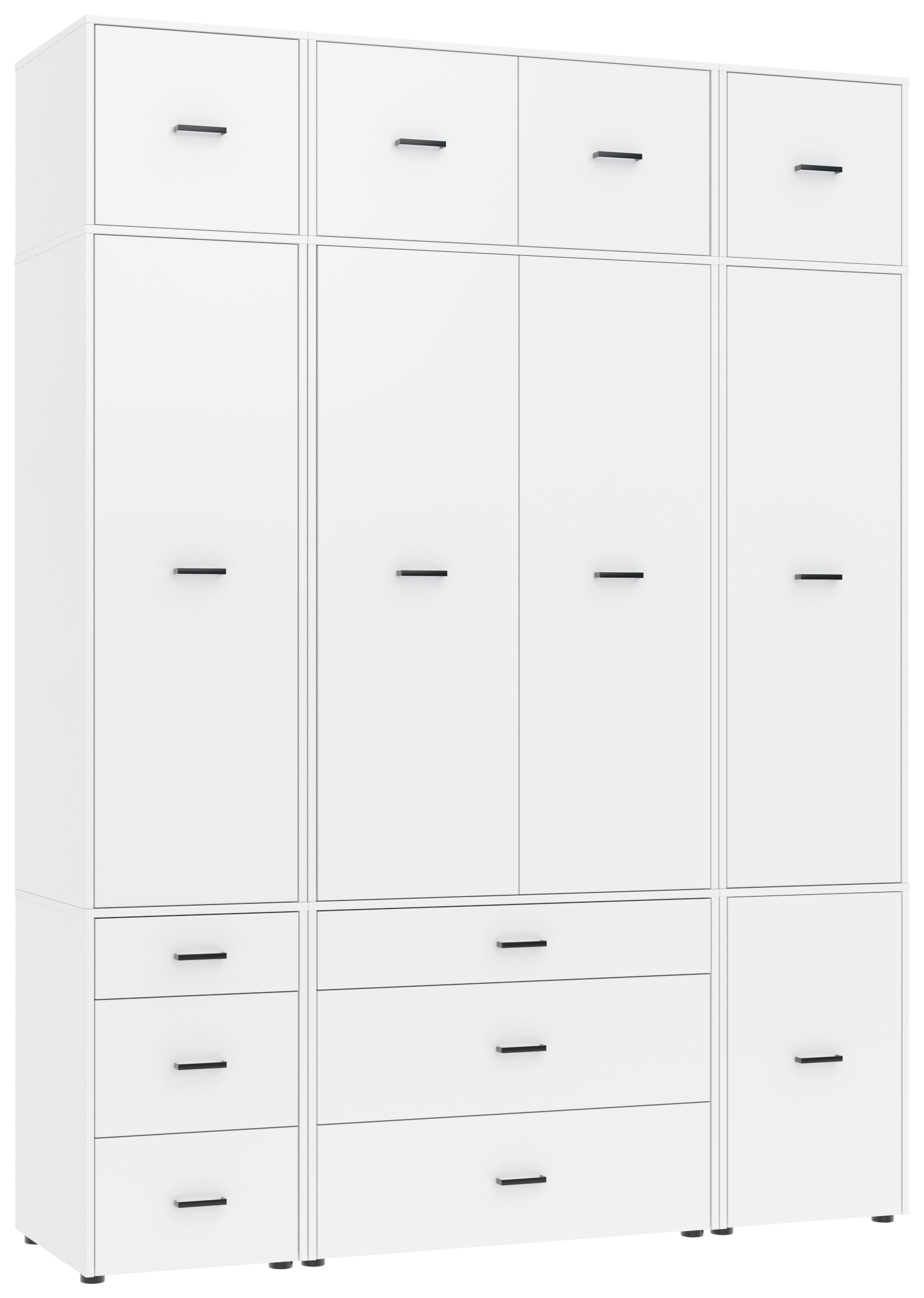 Kleiderschrank Kivo Weiß - Schwarz/Weiß, Basics, Holzwerkstoff/Kunststoff (180/239,40/52,1cm) - Based