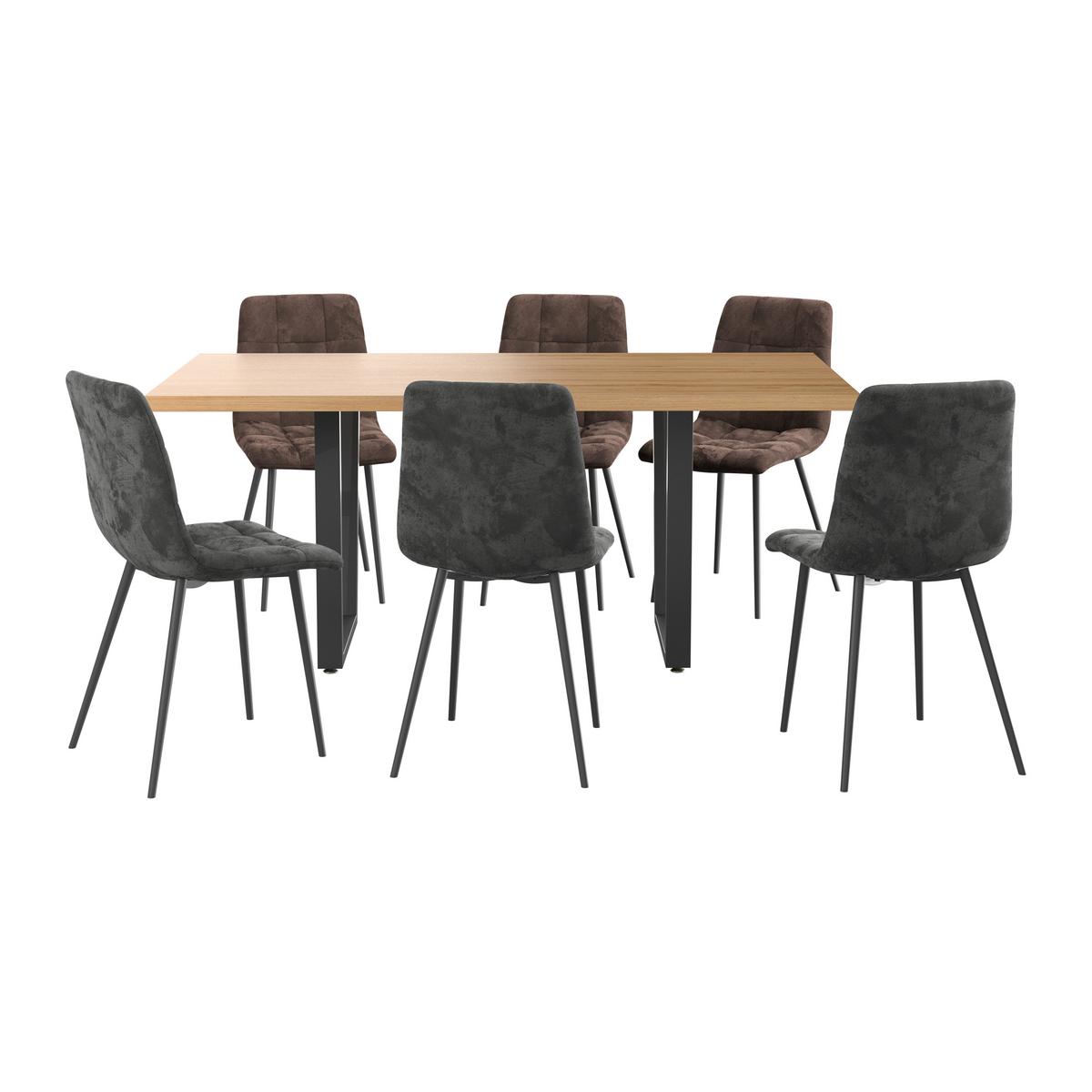 Raztegljiva Jedilna Miza Rudi, Barva Hrasta, 180-220x90 - črna/naravne barve, Moderno, kovina/leseni material (180 - 220/75/90cm)