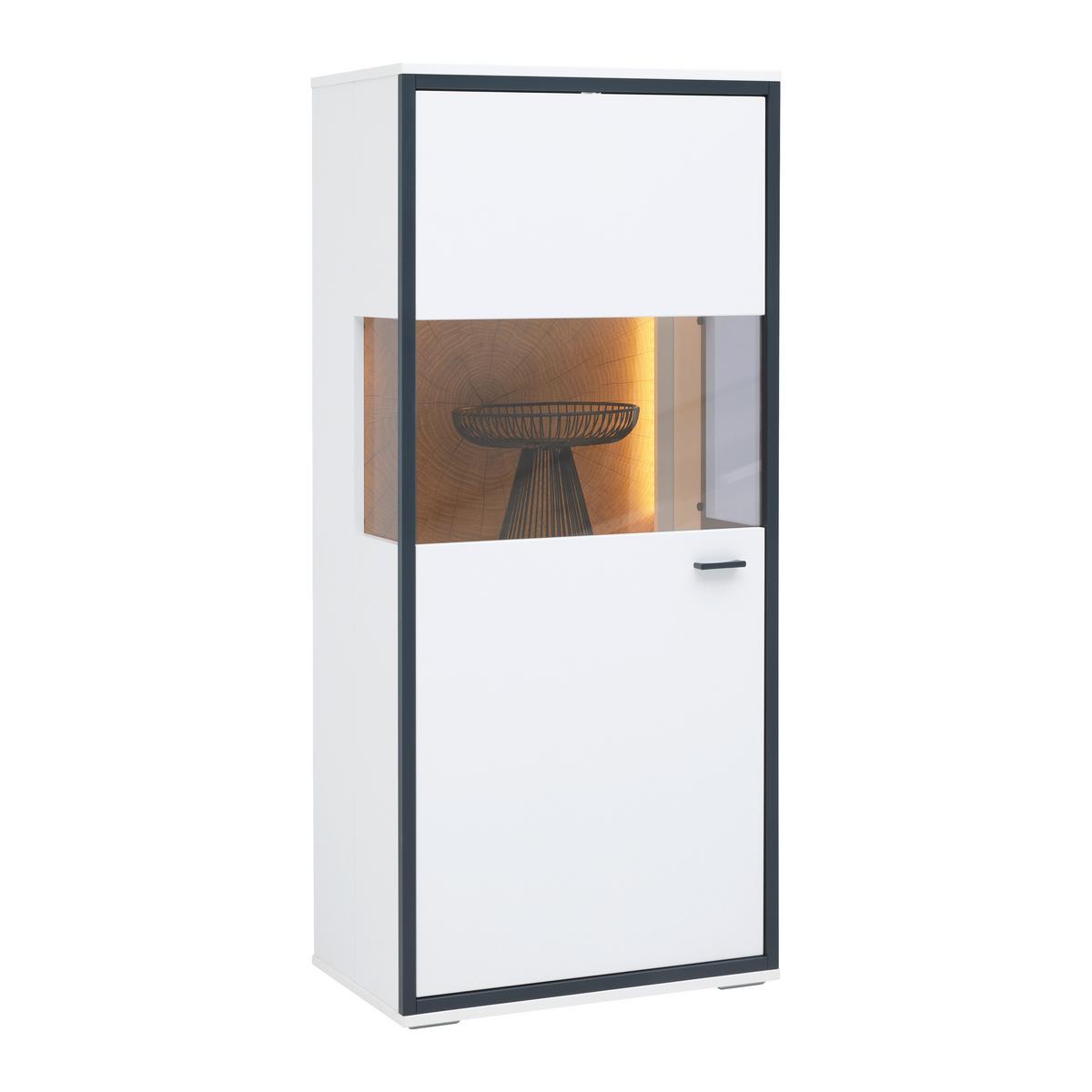 Highboard Florenz Schwarz/Weiß/Eiche Artisan - Schwarz/Weiß, MODERN, Glas/Holzwerkstoff (60,2/137,6/38cm) - Premium Living