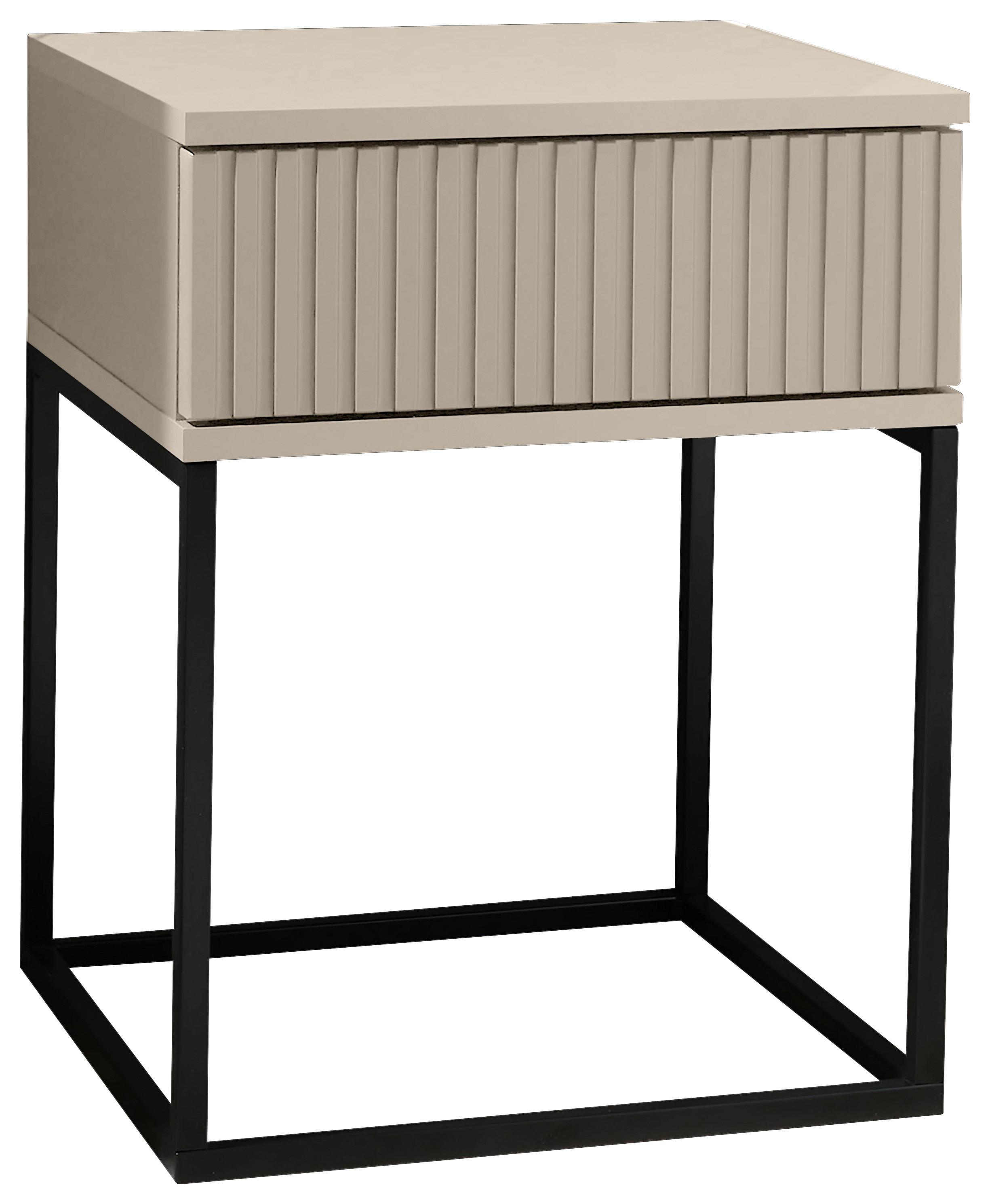 SZAFKA NOCNA MARLE - kaszmir/czarny, Modern, materiał drewnopochodny/metal (40/51,7/38,5cm) - Livetastic