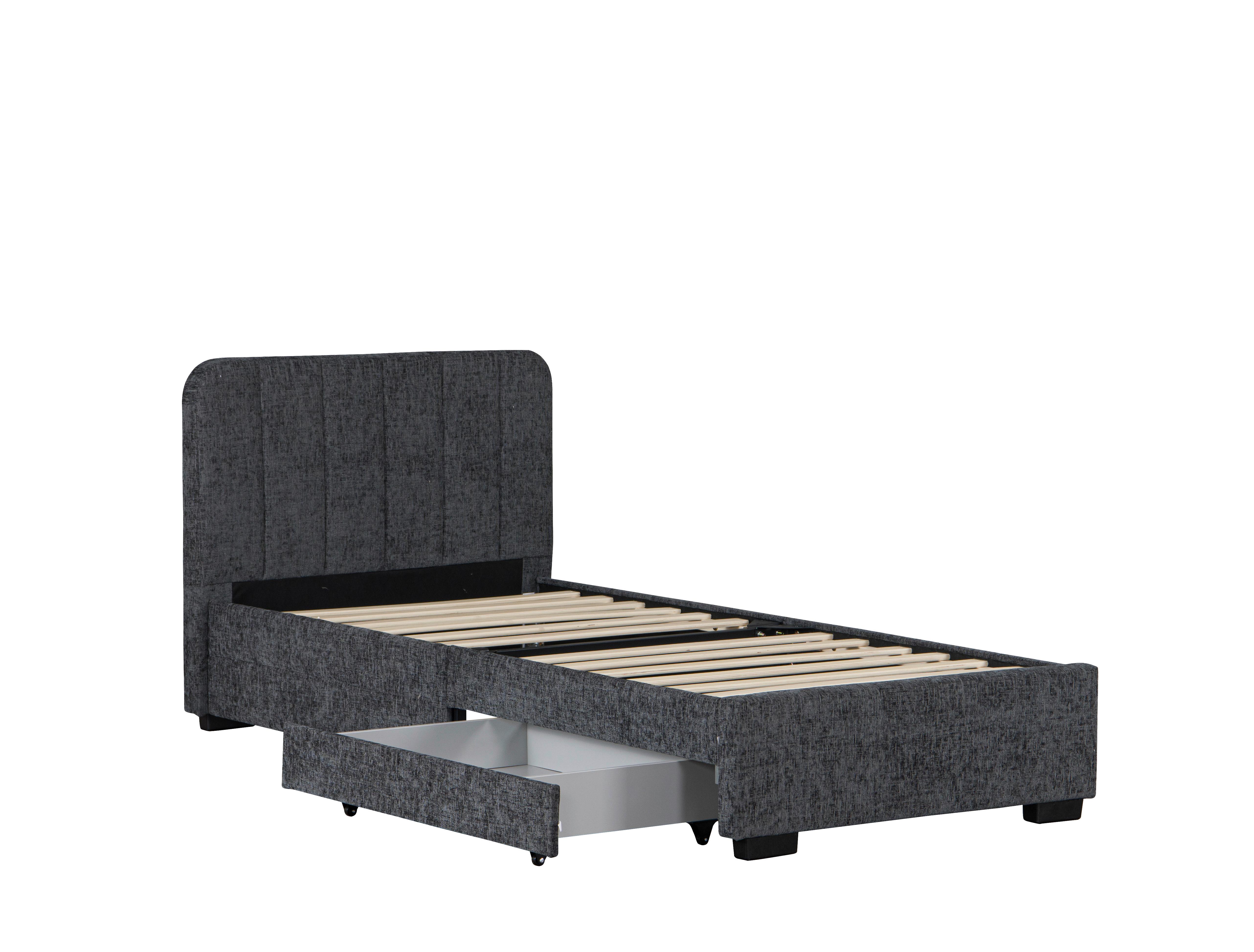 Ágykeret Ágyráccsal Box Space Eco - szürke, Konventionell, faalapú anyag/textil (90/200cm)