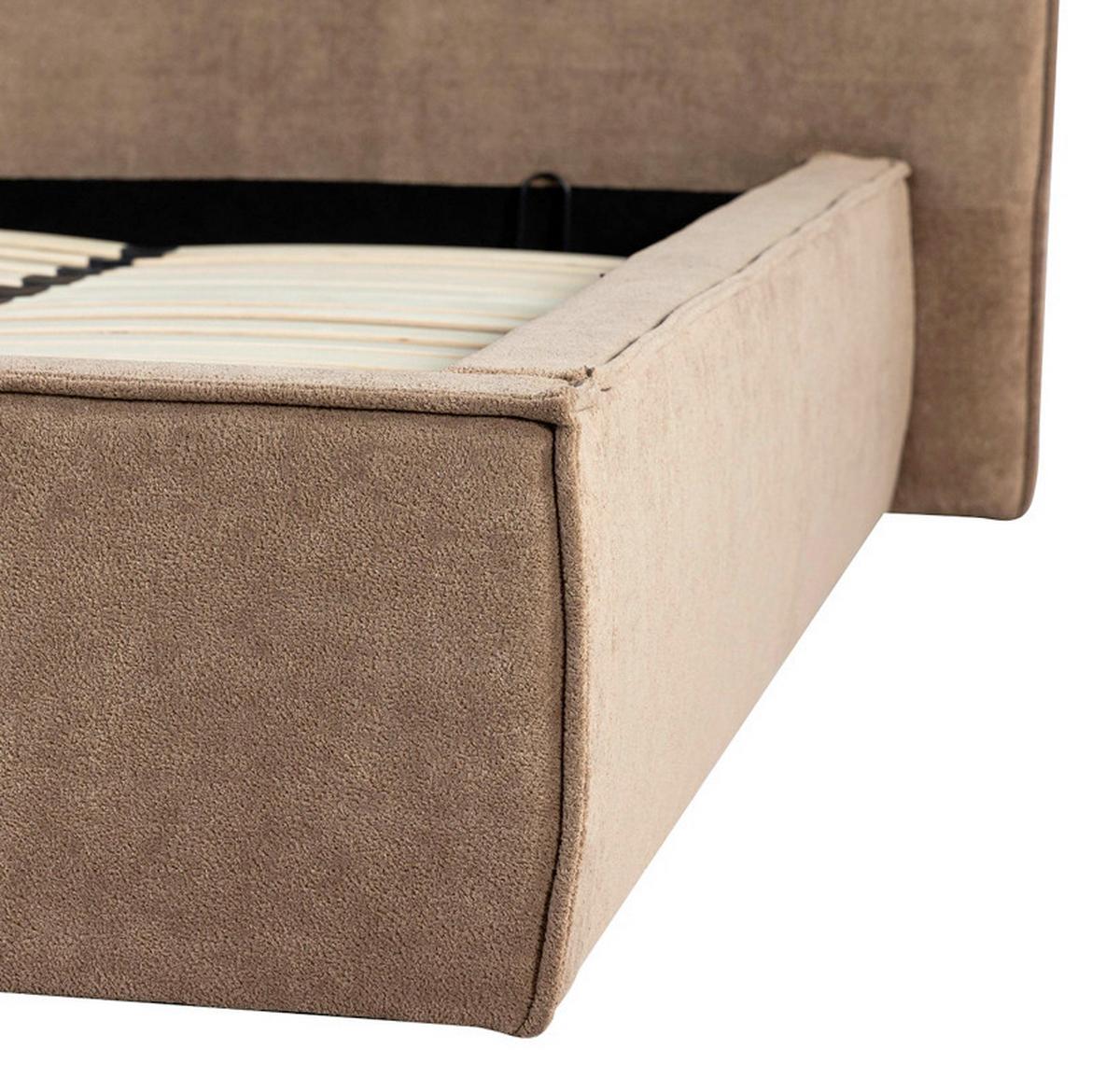 Polsterbett Serena Braun ca. 180x200 cm Stauraum - Schwarz/Naturfarben, MODERN, Holz/Kunststoff (180/200cm) - Bessagi Home