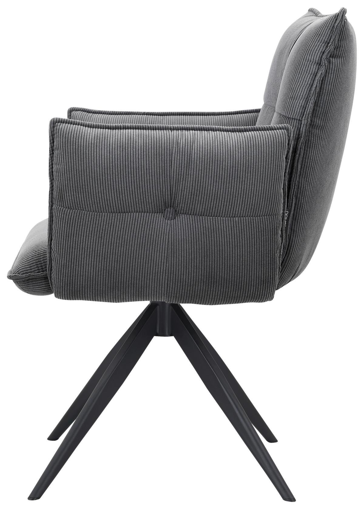 KRZESŁO Z PODŁOKIETNIKAMI COCO - antracytowy/czarny, Design, metal/tkanina (63,5/85/63,5cm) - Novel