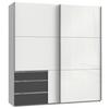 Schwebetürenschrank Level 36D ca. 200 cm Graphitfarben/Weiß - Chromfarben/Weiß Hochglanz, MODERN, Holzwerkstoff/Metall (200/216/65cm) - MID.YOU