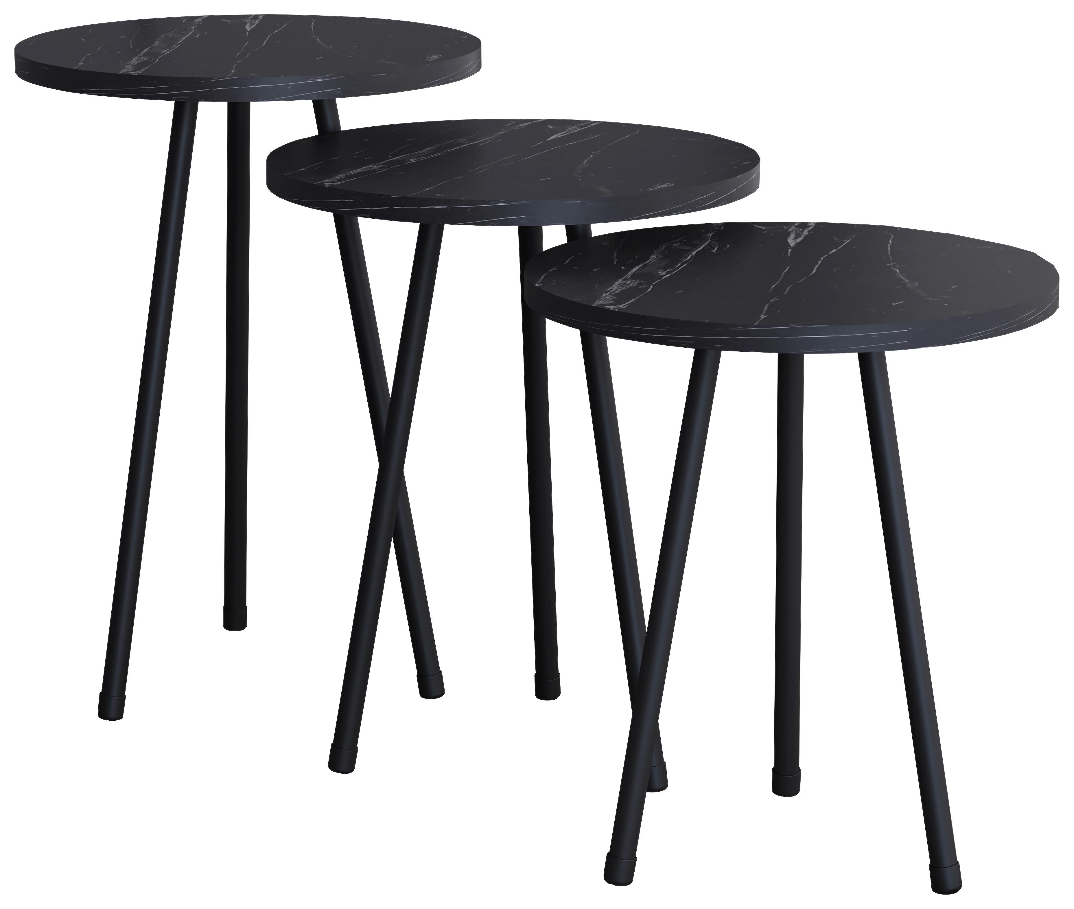 BEISTELLTISCHSET MIROLA - Schwarz, Design, Holzwerkstoff (35/51.8/35cm) - MID.YOU