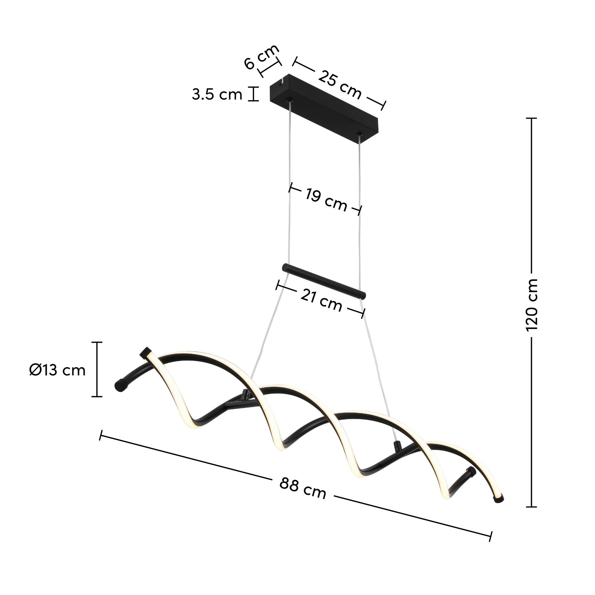 LEDHANGLAMP MIMI - Zwart, Modern, Kunststof/Metaal (88/13/120cm) - Mömax