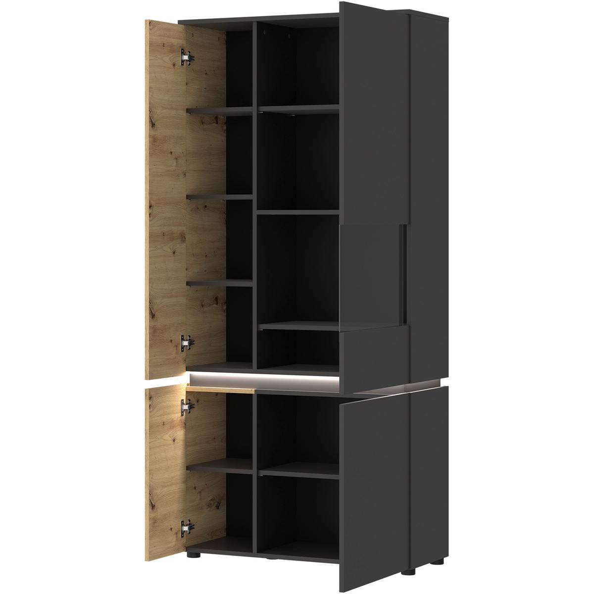 Vitrina Luci - siva/hrast Artisan, Trend, staklo/drvni materijal (90,4/199/40cm) - Modern Living