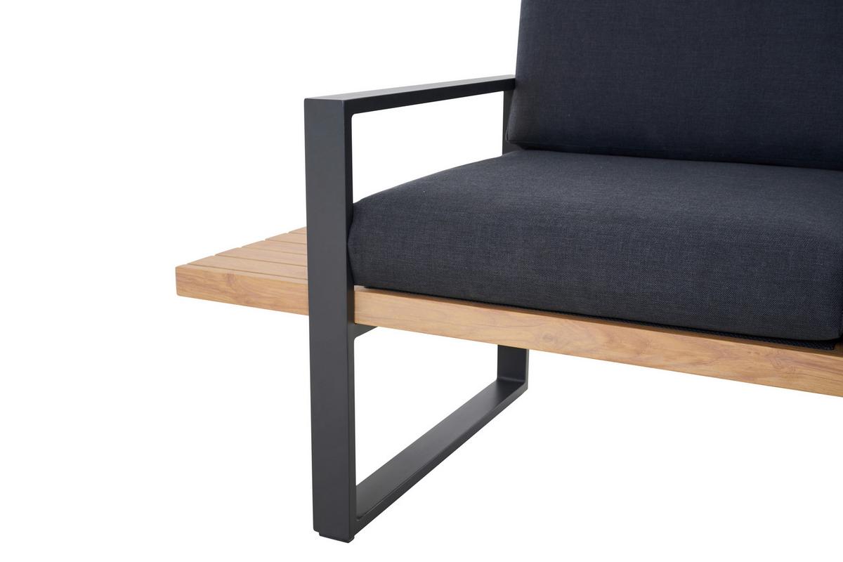 Loungegarnitur Bari Anthrazit/Teakfarben - Anthrazit/Teakfarben, Basics, Textil/Metall (73,5/78,5/155cm) - Siena Garden