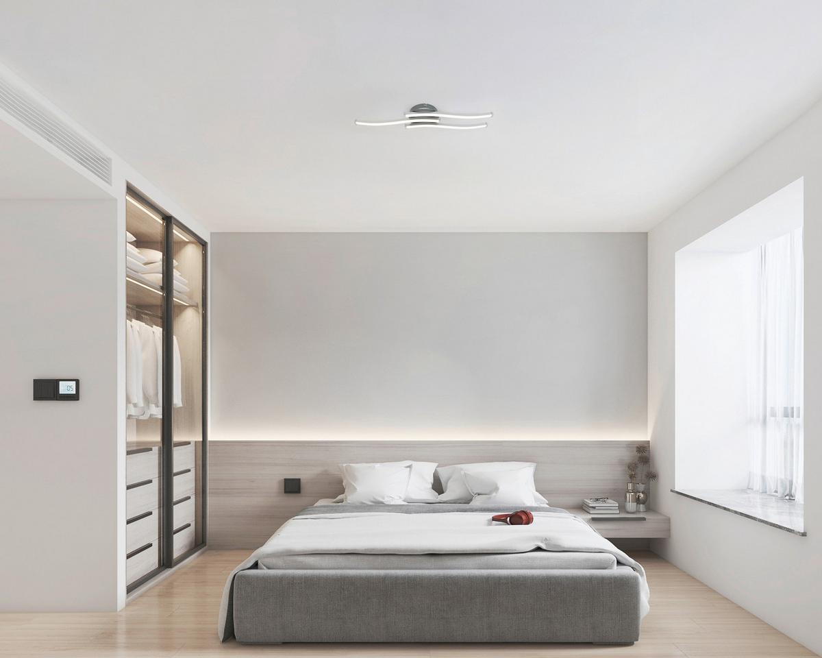 Plafonieră cu LED Rollim - culoare nichel/alb, Konventionell, plastic/metal (14/54,5/6,5cm) - Mömax