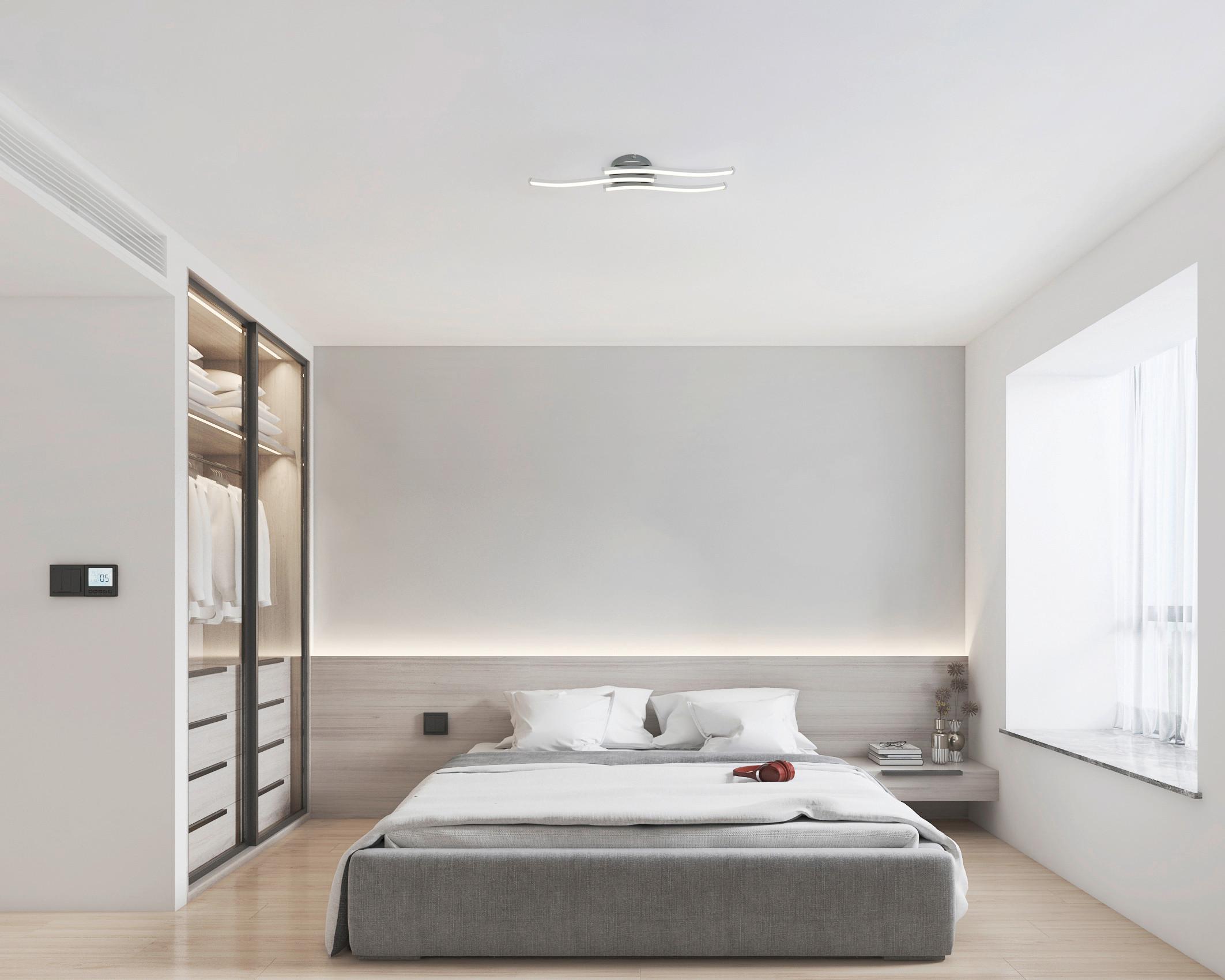 LED-TAKLAMPA ROLLIM - vit/nickelfärgad, Klassisk, metall/plast (14/54,5/6,5cm) - Mömax