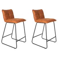 Barhocker-Set Jeremy 2er-Set ca. 44x87 cm Cognac - Cognac/Schwarz, KONVENTIONELL, Textil/Metall (44/87/50cm) - MID.YOU