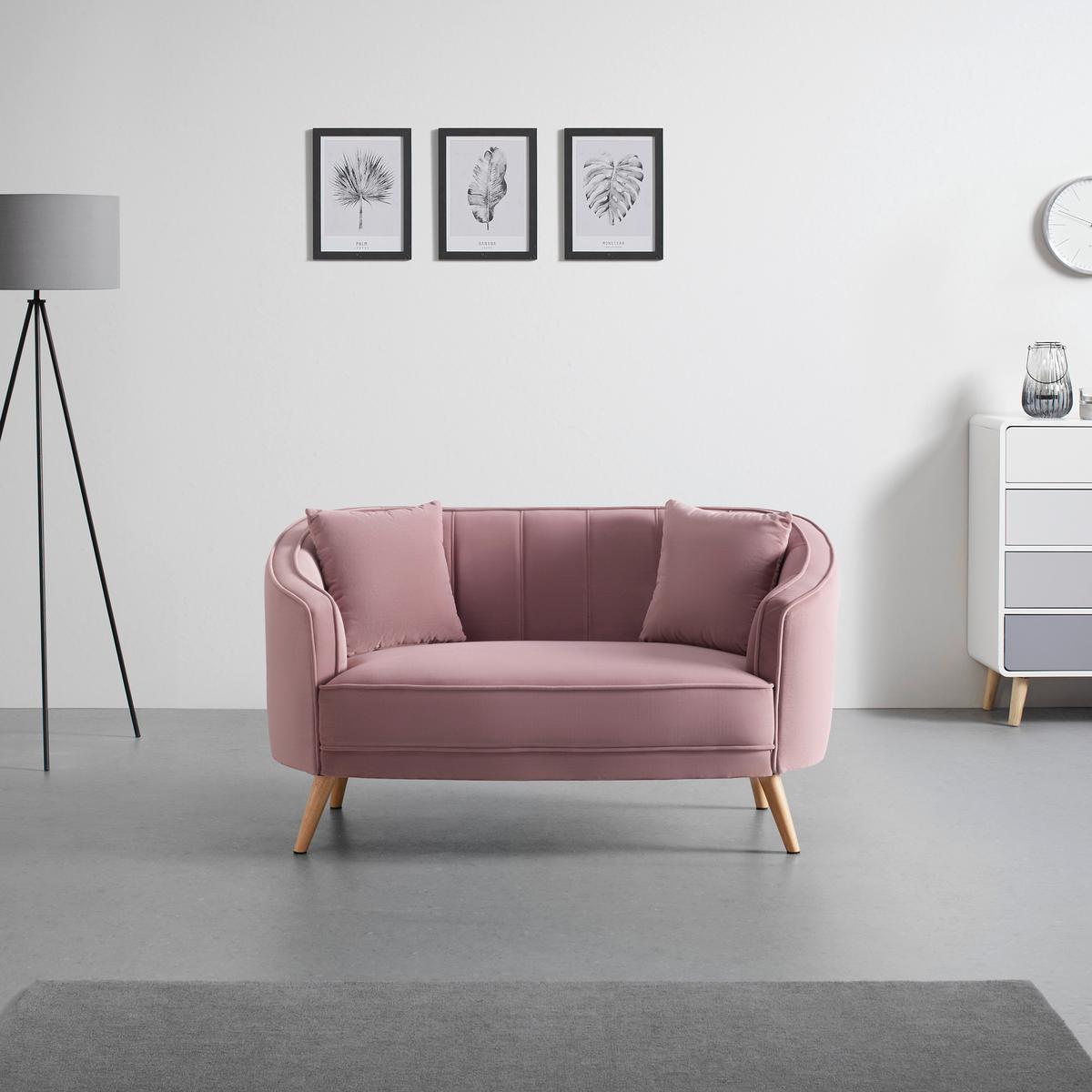 Kétüléses Kanapé Hope - rózsaszín, Modern, textil/fa (141/77/73cm) - Bessagi Home