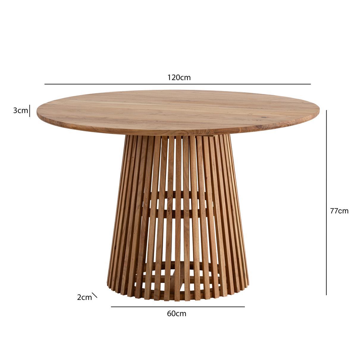 Jedilna Miza Akazie, Pravi Les, Ø 120cm - barve akacije, Design, les (120/77cm) - Livetastic