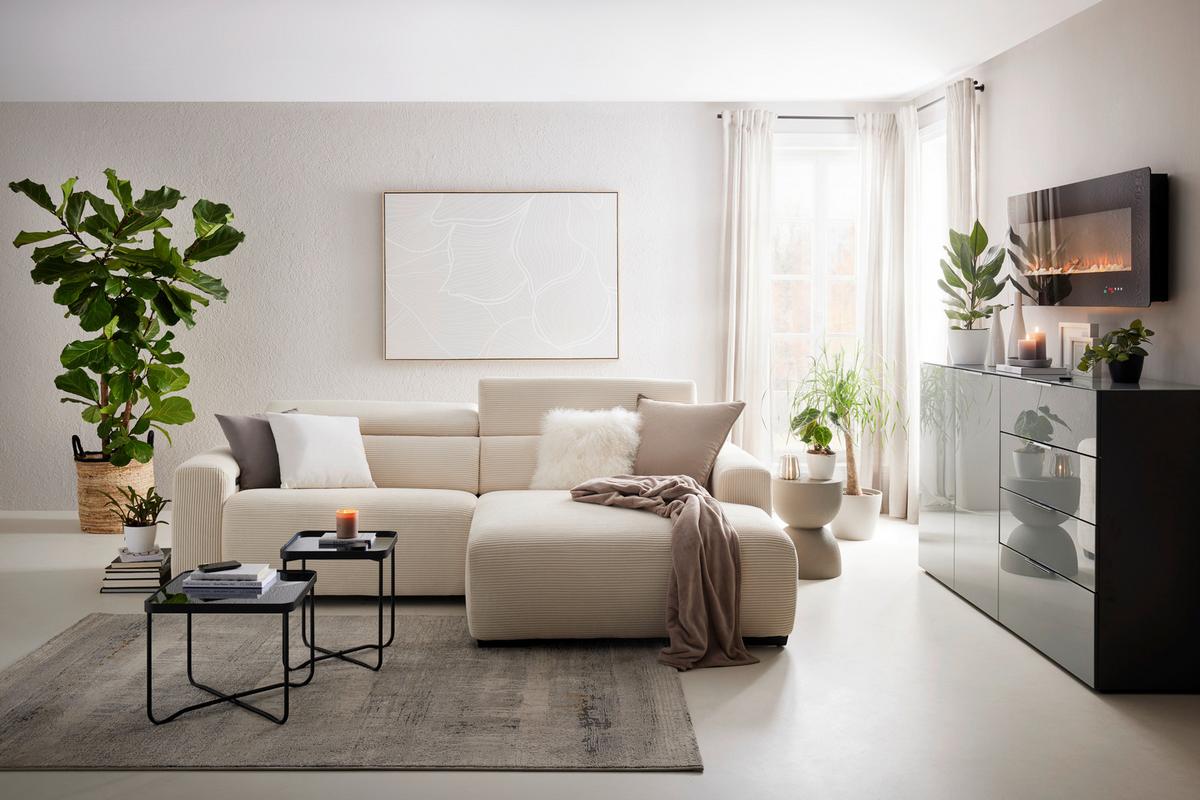 Canapé d'angle Bondico 255 Beige - beige/noir, Modern, métal/textile (255/170cm) - Mömax