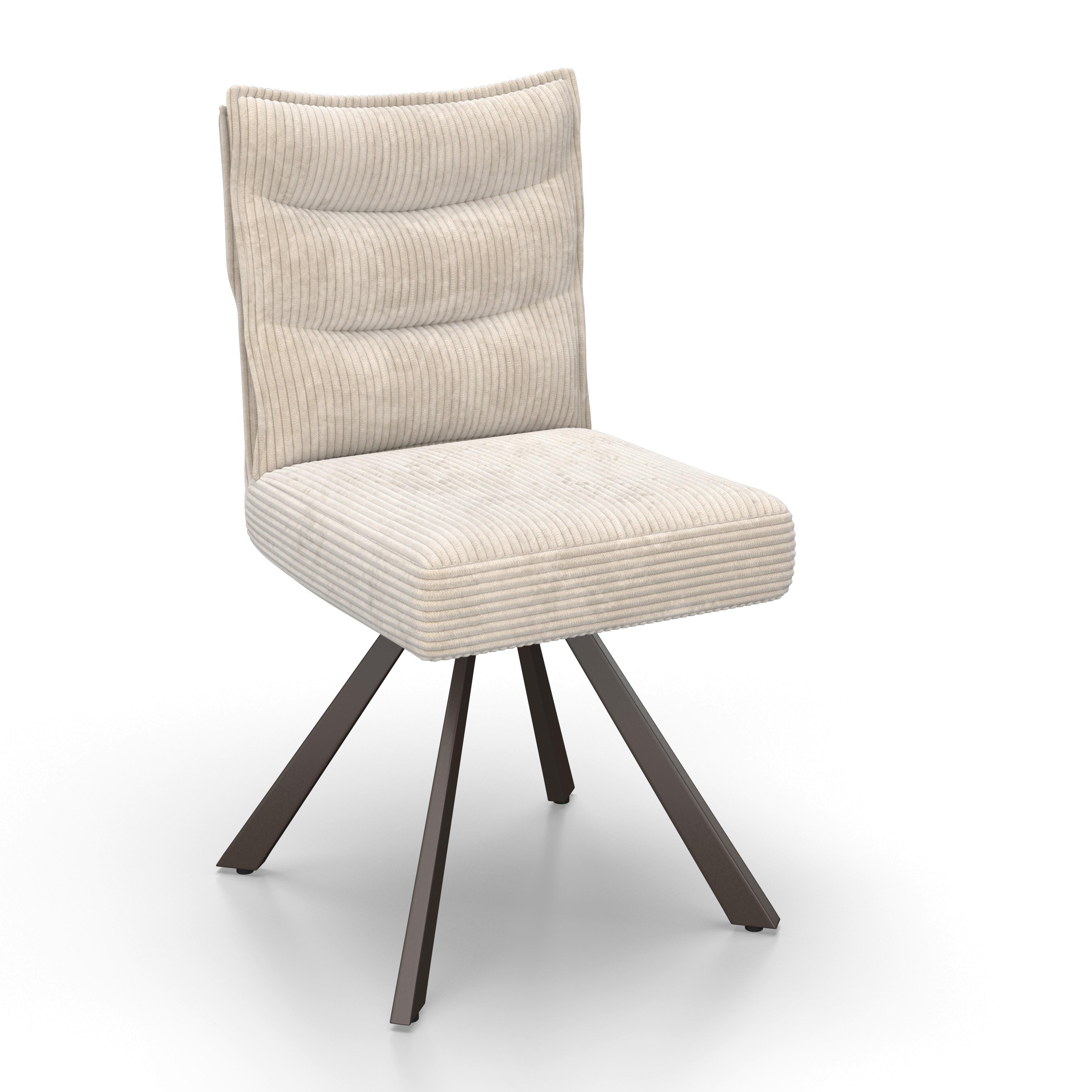 Stol Fina, Bež, Rebrasti Žamet - temno siva/bela, Moderno, kovina/tekstil (49/91/64cm) - Bessagi Home