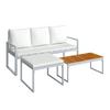 LOUNGEGRUPP ARIELLA - ljusgrå/akaciefärgad, Modern, metall/trä (160/88/65cm) - Bessagi Garden