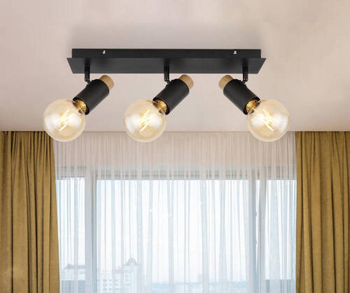 Reflektor 54045-3 - tamno smeđa/crna, Design, drvo/metal (48,5/8/14,5cm) - Globo