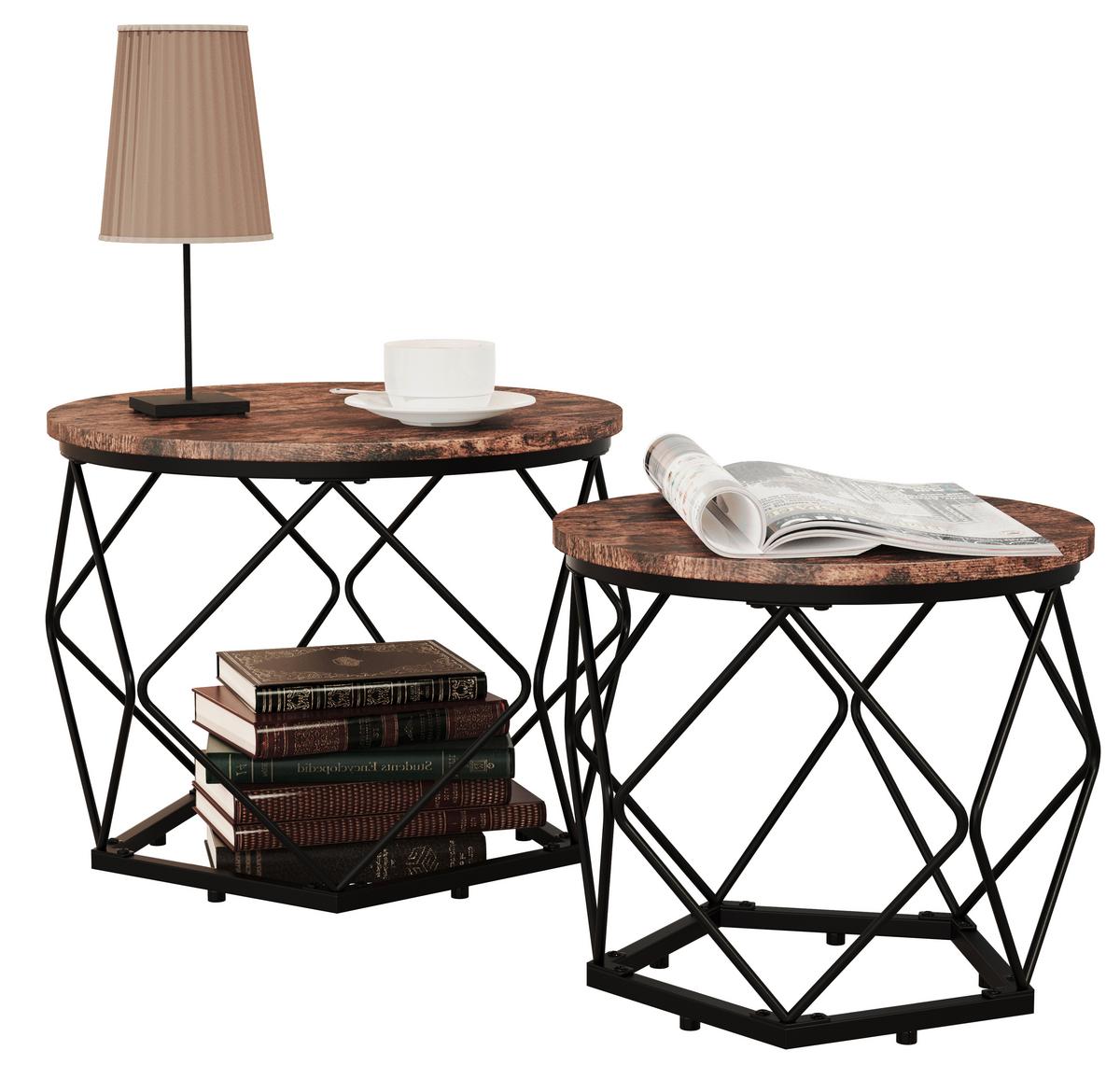 BEISTELLTISCH HELARO M - Eichefarben/Schwarz, Design, Holzwerkstoff/Metall (50/40/50cm) - MID.YOU