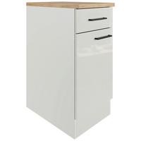 Küchenunterschrank in Lichtgrau glänzend - Schwarz/Grau, MODERN, Holzwerkstoff/Metall (40/86/60cm) - FlexWell