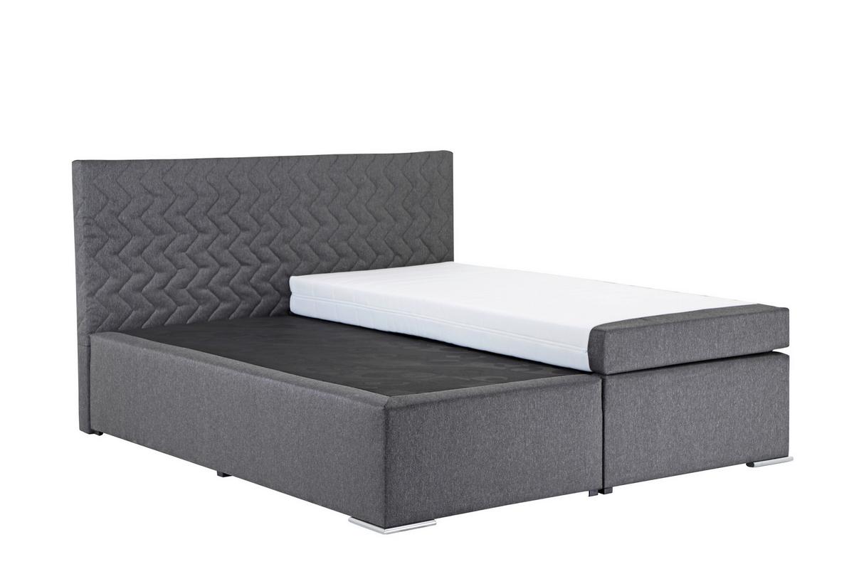 Boxspring Krevet Betty - siva/boje kroma, Basics, tekstil/metal (180/200cm)